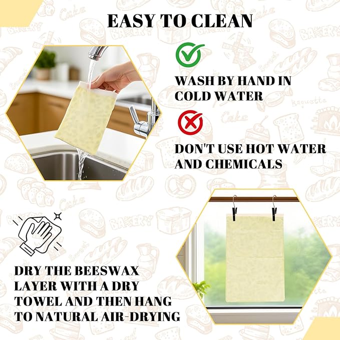 2 Packs Large Cotton Beeswax Bread Bags - 17x13 Inch Reusable Bread Storage Bags,for for Homemade Bread Home Cooks storage Easy Clean(Berry)