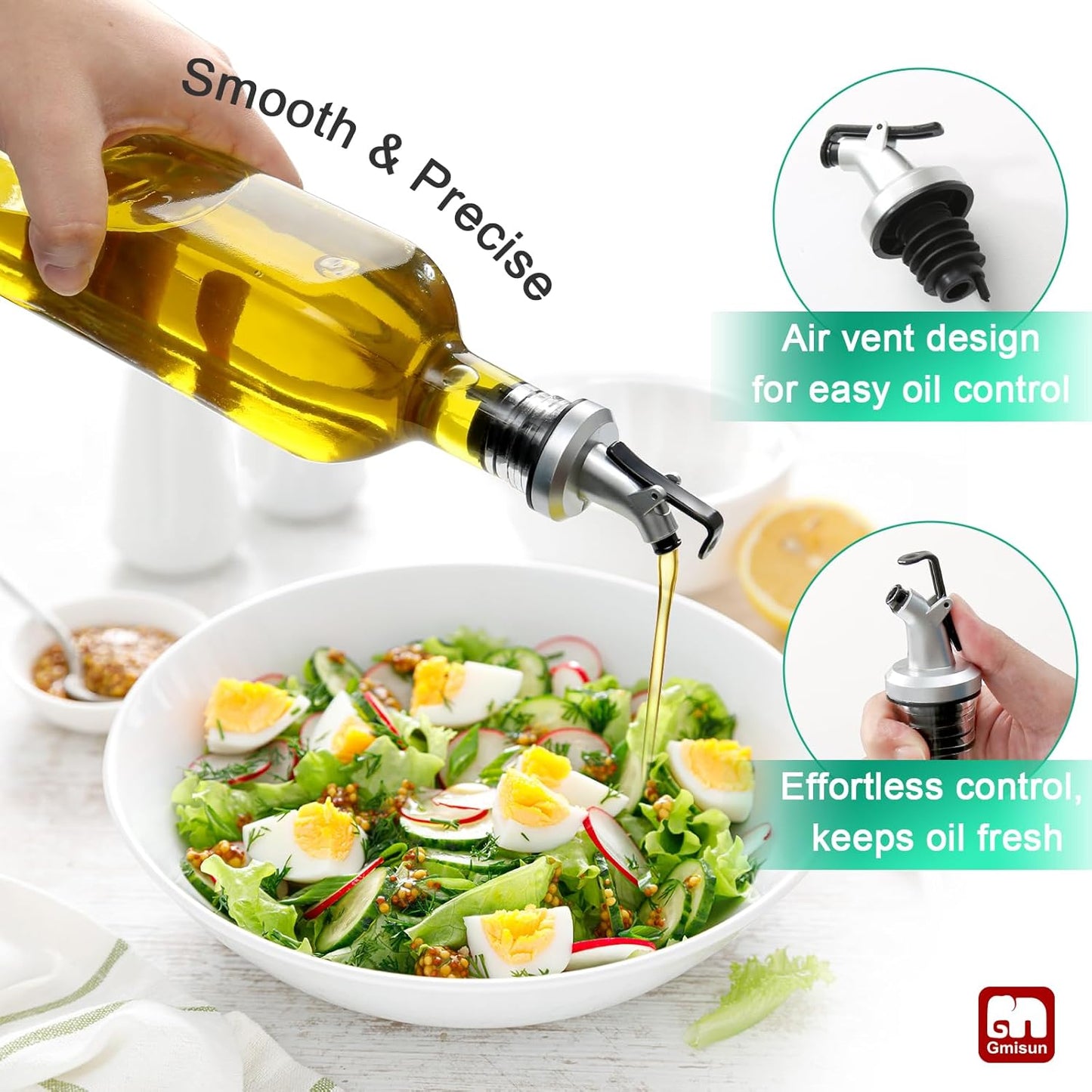 GMISUN Oil Dispenser for Kitchen, Olive Oil Dispenser Bottle, Cooking Oil Dispenser Bottle, Oil and Vinegar Dispenser Set 1Pack, Glass Oil Container Cruet-Oil Pourer Spout