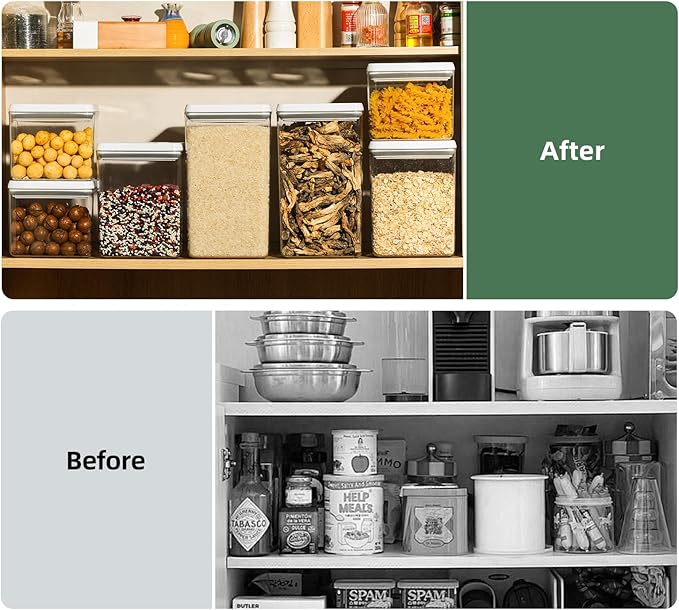 Food Airtight Containers storage with Lids 1200ml One Button Open/POP UP/Kitchen Storage Organization for Coffee Tea Brown Sugar Cereals