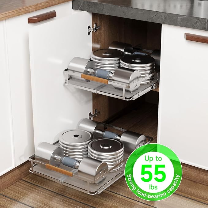 Expandable Pull Out Drawers for Cabinets, Kitchen Cabinet Slide Out Shelves, Adjustable Roll Out Drawers, X-Large 1 Pack