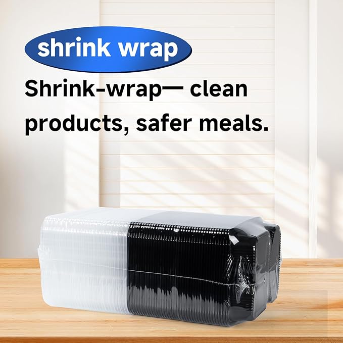 Take Out Containers 38 oz 40 Pack - Shrink Wrapped 3 Compartment Leakproof Catering | BPA Free PP Plastic Microwave & Freezer Safe | Flexible Reusable Commercial Black Lunch Boxes with Lid