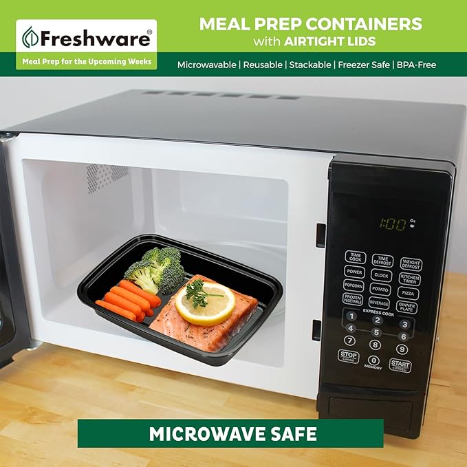 Freshware Meal Prep Containers [50 Pack] 1 Compartment with Lids, Food Storage Containers, Bento Box, BPA Free, Stackable, Microwave/Dishwasher/Freezer Safe (24 oz)