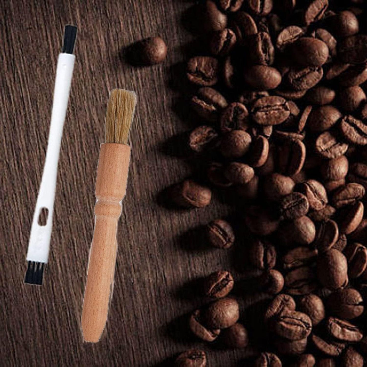 Coffee Brush Set, 13 Pieces Natural Wood & Nylon, Includes Wooden, Plastic, Straw, & Gap Brushes for Espresso Machine Cleaning