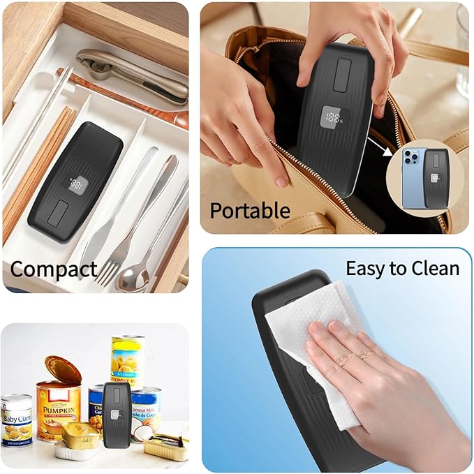 Electric Can Opener – USB Rechargeable with LED Display, Smooth Edge & Auto Stop, One-Touch Hands-Free Automatic Can Opener for Seniors & Arthritis, Works on All Can Types, Food-Safe Kitchen Gadgets