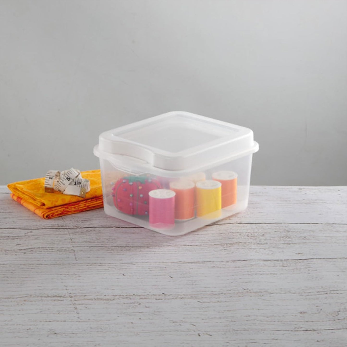Sterilite FlipTop, Stackable Small Storage Bin with Hinging Lid, Plastic Container to Organize Desk at Home or Office, Clear, 36-Pack