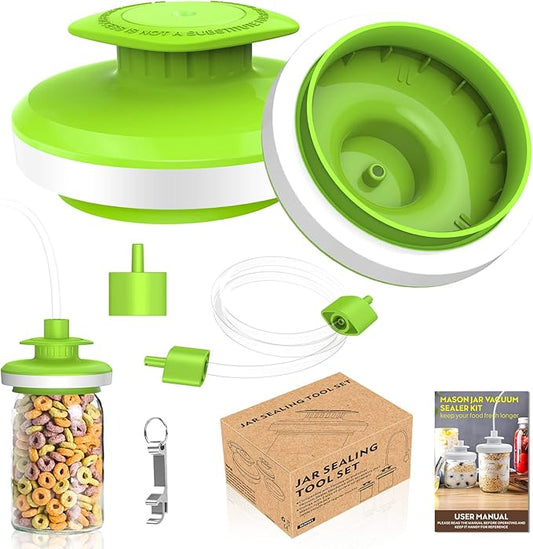 Mason Jar Vacuum Sealer, Jar Sealer and Accessory Hose for Foodsaver, Food Storage Vacuum Sealer Jar Attachment Kit with Lid Opener for Wide-Mouth & Regular-Mouth Mason Jar