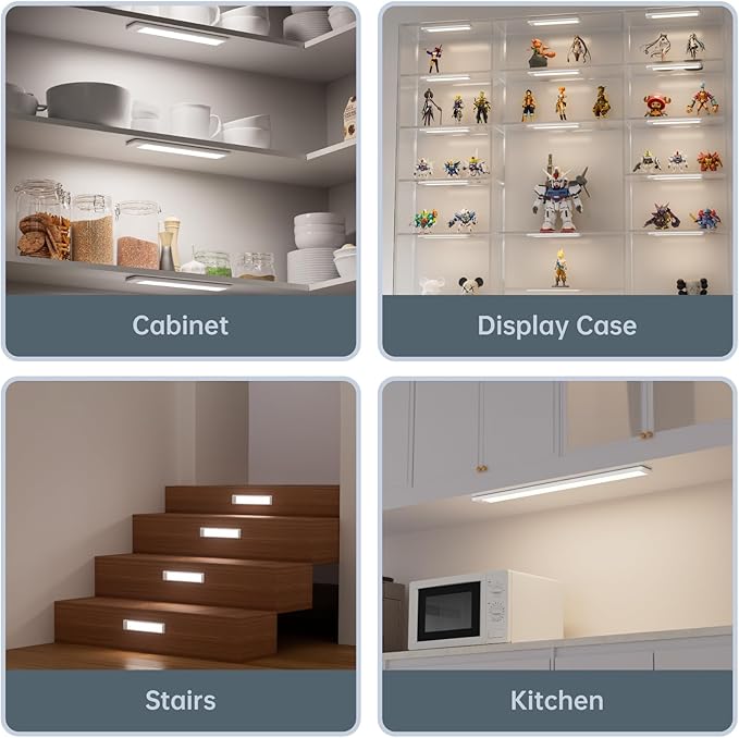 15 Inch Under Cabinet Lighting, Expandable LED Cabinet Light with Sensor Controls, Adjustable Color Temperature & Brightness, Wireless Magnetic Installation