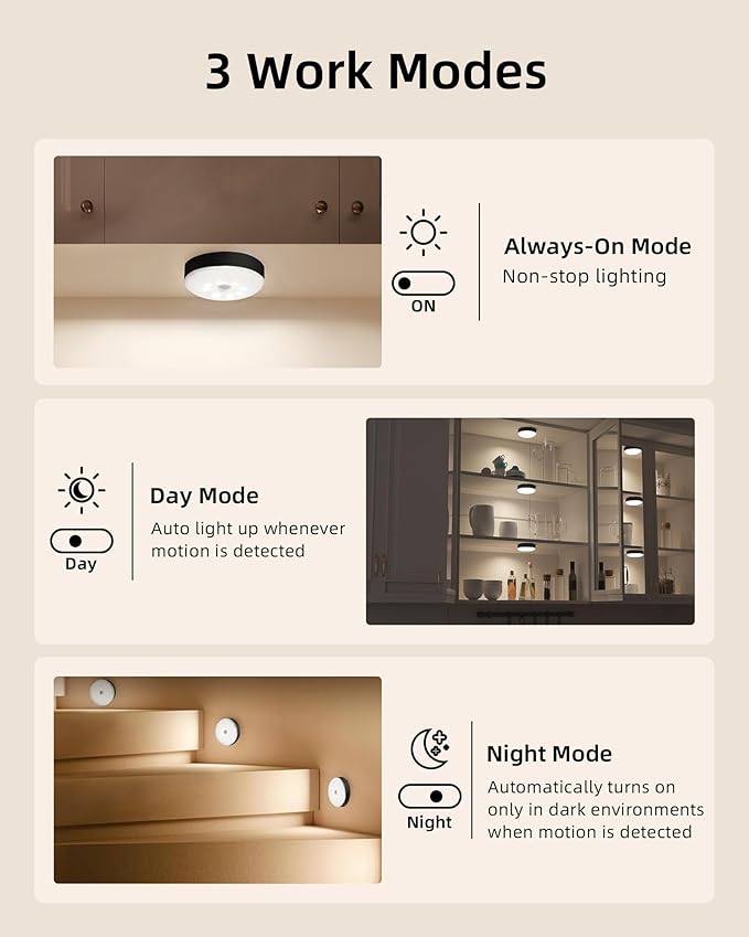 EZVALO Under Cabinet Lighting with Charging Station,1000mAh Rechargeable Puck Lights with Remote, 3 Color Temps & 12 RGB Closet Lights, Dimmable Motion Sensor Lights for Shelf, Kitchen (6 Packs)