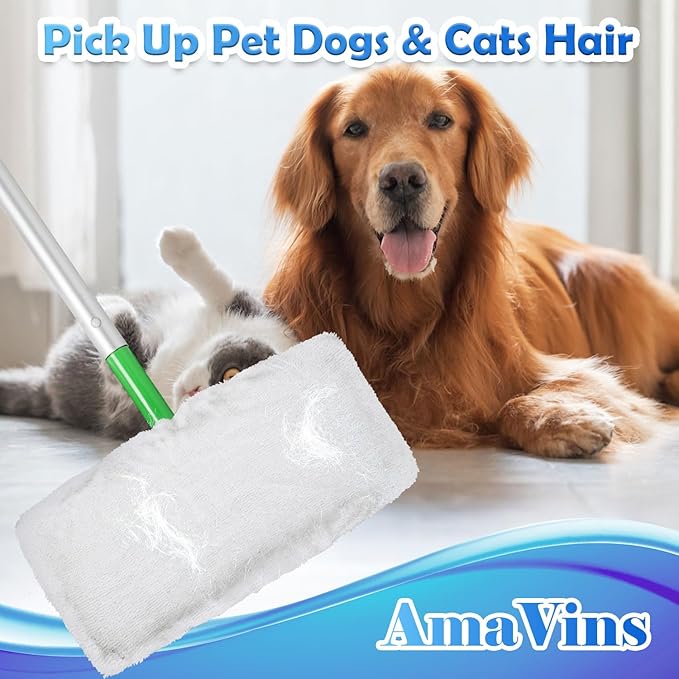 5 Pack Reusable 100% Cotton Mop Pads Compatible with Swiffer Sweeper Mop, Wet and Dry Flat mop Cover, Washable Mop Pads for Surface/Hardwood Floor Cleaning (Mop is Not Included)