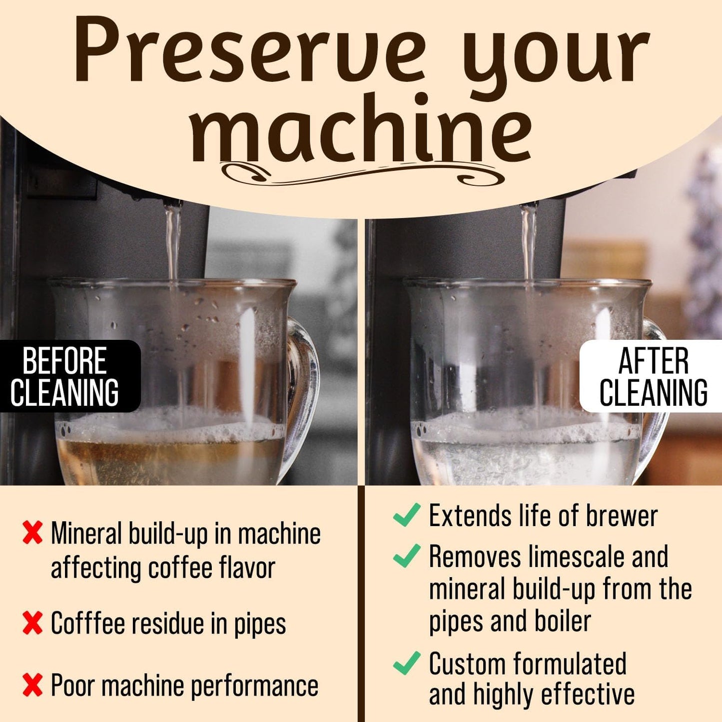 IMPRESA Coffee Machine Descaler - Machine-Safe Formula & Descaling Solution - Universal Descaler for Coffee Maker Compatible with Keurig, Nespresso, Breville & More - 3 Pack, 6 Uses, Made in USA