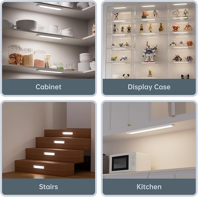 20 Inch Under Cabinet Lighting, Expandable LED Cabinet Light with Sensor Controls, Adjustable Color Temperature & Brightness, Wireless Magnetic Installation