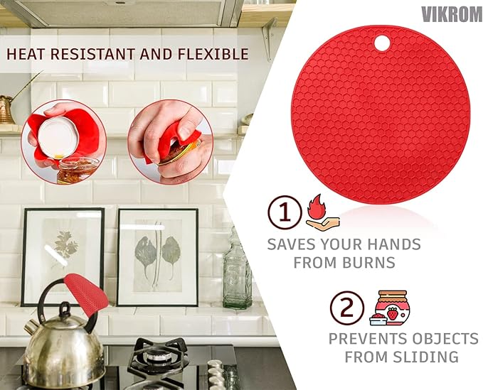 3 Pcs Rubber Jar Opener Grippers Tools for Seniors - Rubber Jar Opener Gripper Pad and 2 Openers for Seniors with Weak Hands, Ergonomic Handle, Easy to Use & Clean, Fits Up to 2.7 Inch Caps