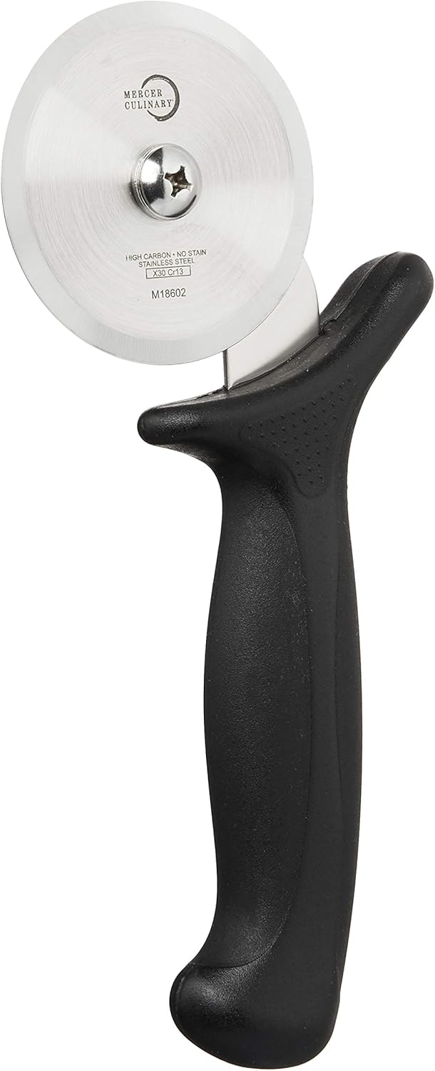 Mercer Culinary Millennia Pizza Cutter with Black Handle, 2.75 Inch Wheel, Stainless Steel