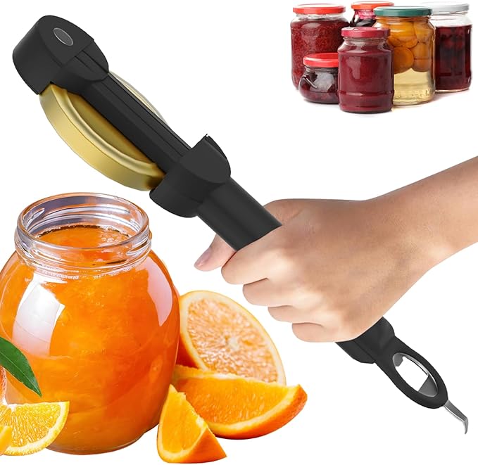 Jar and Opener for Seniors with Arthritis, Multifunctional Retractable Opener Magnetic Can Opener, Jar Grippers for Opening Jar Opener for Weak Hands (Black)