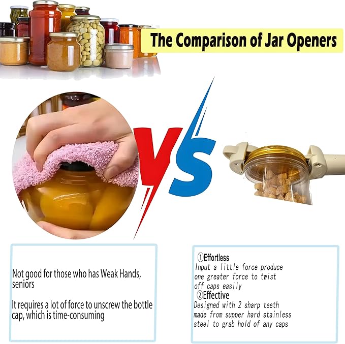 AHN Magnetic Bottle Opener & Jar Opener - Multi-Function Gripper for Tight Lids Cans Twist-Off Caps with Strong Suction Base Kitchen Gadgets, Gift for Elderly/Rheumatoid Arthritis (Off-White)