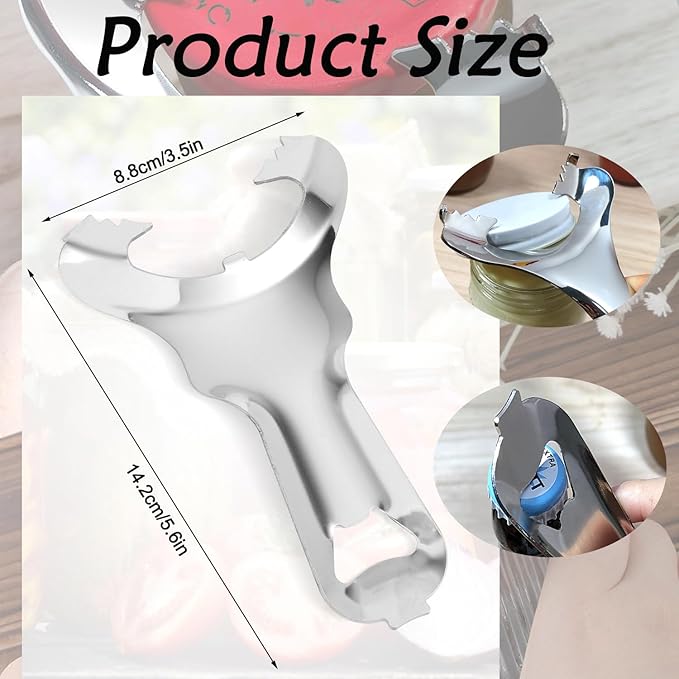 Stainless Steel Jar Opener,Mason Jar Bottle Opener, Easy Twist Multifunctional Bottle Opener no Lid Dent Canning Opener Accessories for Weak Hands