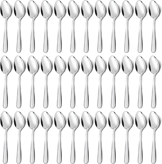 Unokit 36-Piece Silverware Set (6.7 inch), Stainless Steel Dinner and Dessert Spoons, Tablespoons - Mirror Polished, Dishwasher Safe
