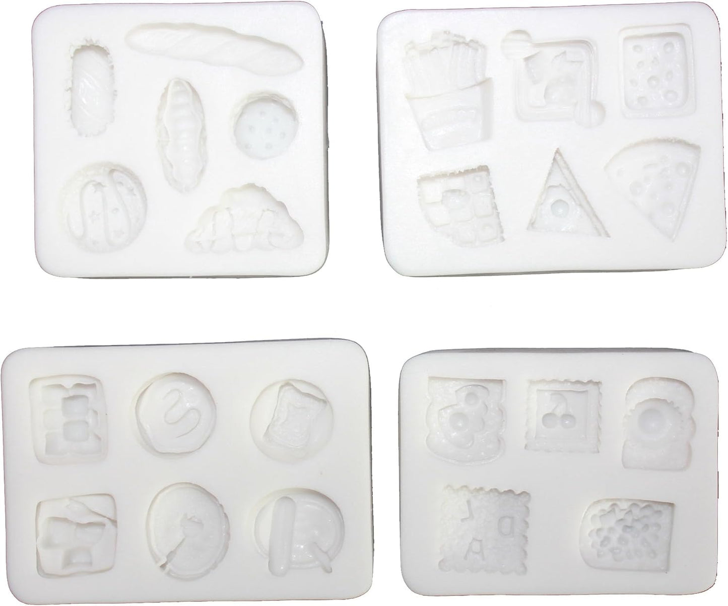 Lovely Small Items Silicone Fondant Molds Set For Cake Topper, Gumpaste, Candy & Chocolate, Polymer Clay and More (Rectangle Food Items)