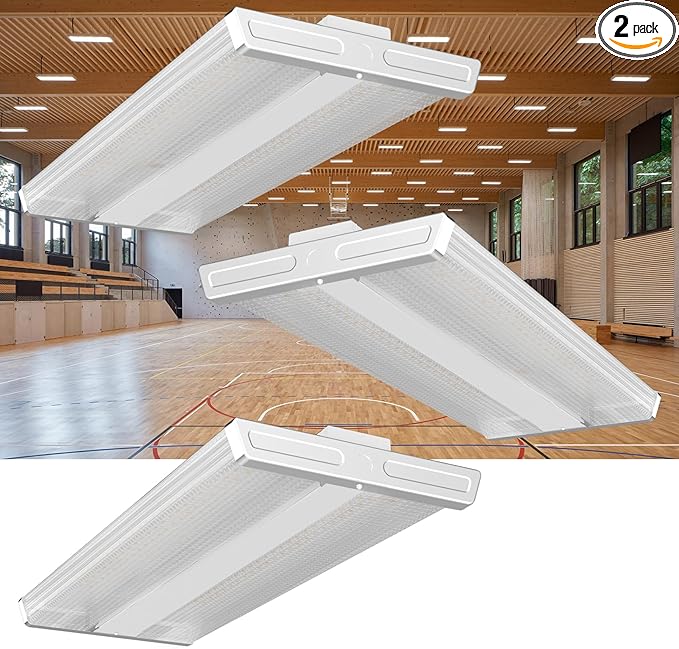 Lightdot 2FT LED High Bay Shop Lights, 100-277V 【Driver Equipped, 5 Years】 200W 28000LM [Eqv. 800W MH/HPS] 5000K Diamond Diffusion Linear Hanging Light for Warehouse -ETL Listed, 2Pack