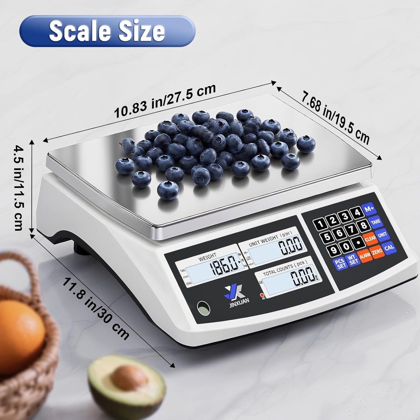 Industrial Price Counting Scale, 22lb/10kg Digital Bench Scale Inventory Scale for Small Parts Coin Scale, lb/g/kg/oz Units Electronic Scale with Backlight LCD Display, Large Platform, 0.0002lb/0.1g