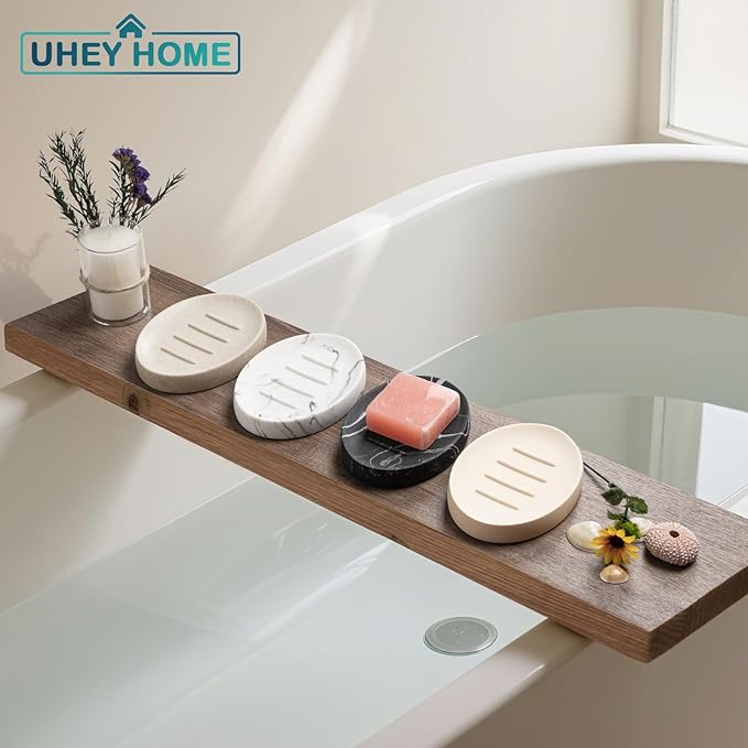 Soap Dish Bathroom Resin Bar Soap Holder for Shower Soap Tray for Kitchen Sink 2 Pack(Cream)