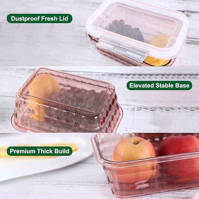 Taiuloo Set of 3 Food Storage Containers with Lids & Handle, BPA Free Plastic Meal Prep & Salad Bowl Containers To Go for Lunch, Salad Serving Bowls for Snack, Fruit, Veggie, Blue