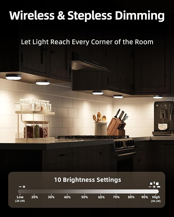 EZVALO Under Cabinet Lighting with Charging Station,1000mAh Rechargeable Puck Lights with Remote, 3 Color Temps & 12 RGB Closet Lights, Dimmable Motion Sensor Lights for Shelf, Kitchen (3 Packs)