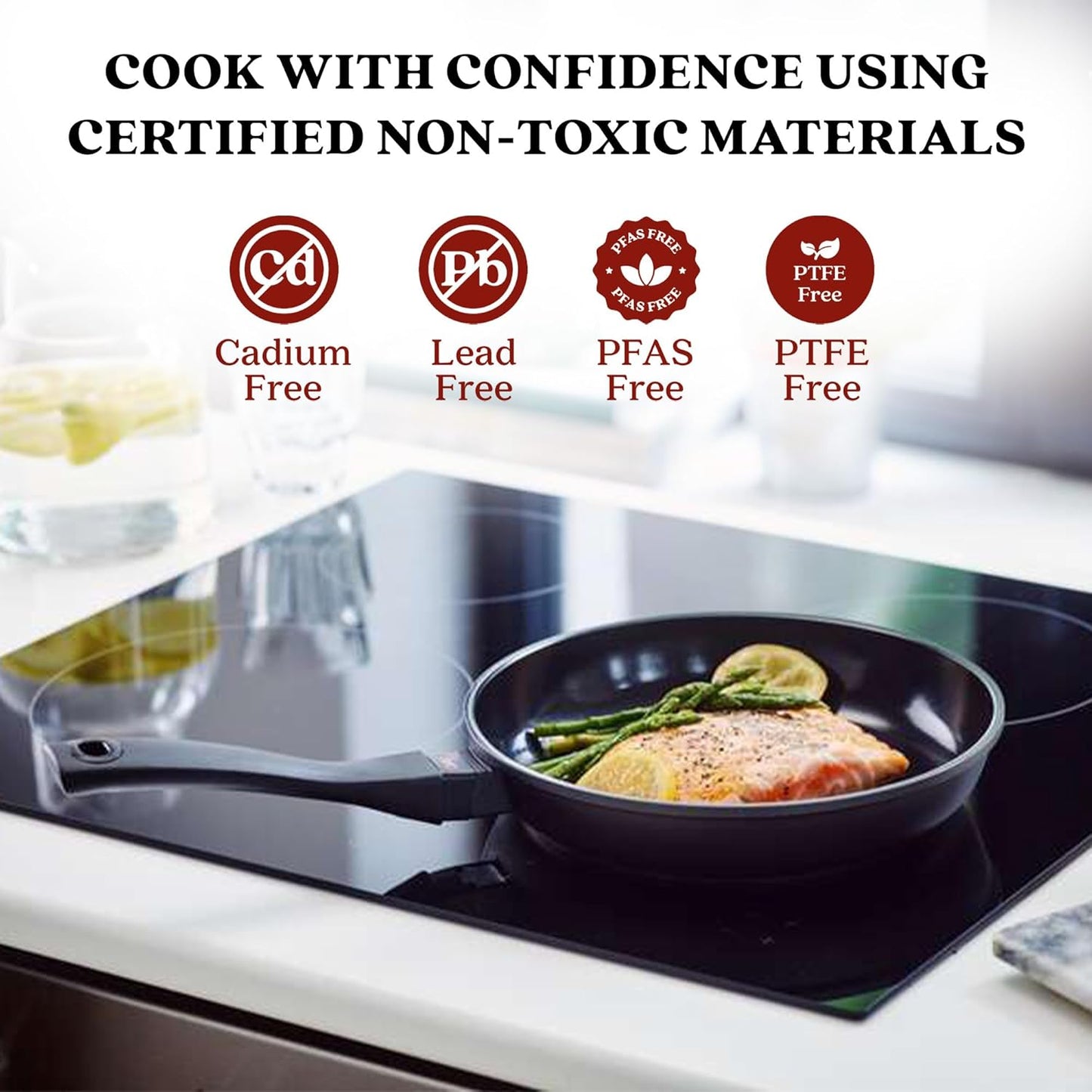 Alva Energy 8″ Ceramic Frying Pan – PFAS/PTFE-Free, Nonstick Skillet for Eggs & Small Meals – Lightweight, Induction & Oven Safe – Stay-Cool Handle, Scratch-Resistant, Dishwasher Safe