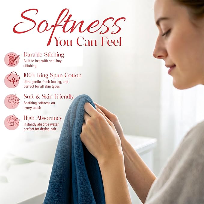 RIVERSIDE 24 Pack Washcloths Set - 100% Cotton [12x12 Inches] - Soft, Quick-Dry & Highly Absorbent Face Towels - Perfect for Bathroom, Gym, Hotel, Spa & Travel - Opal Blue