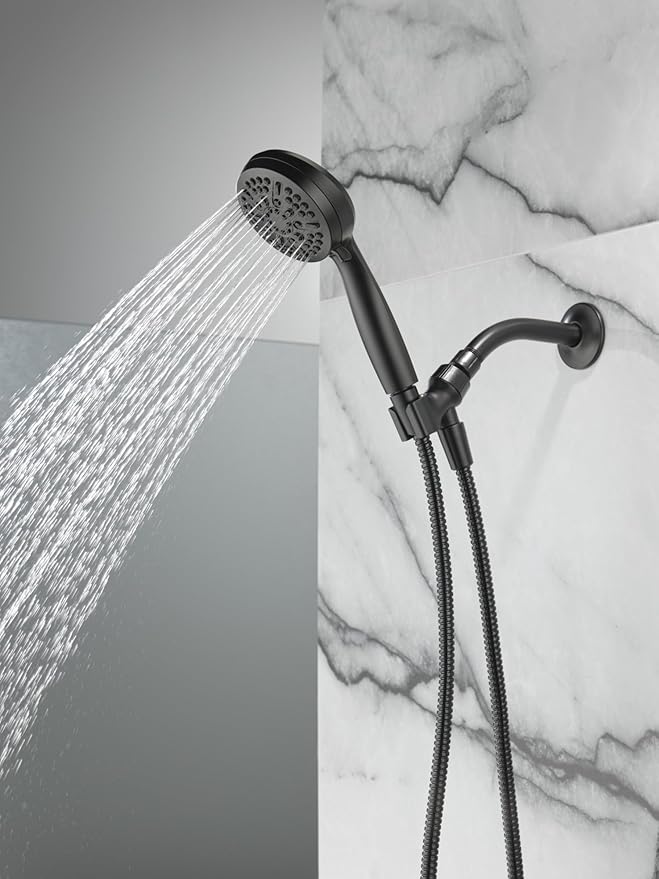 Delta Faucet 5-Spray Handheld Shower Head, Black Shower Head with Hose, Showerheads & Handheld Showers, Handheld Shower Heads, Detachable Shower Head, Hand Shower 1.75 GPM, Matte Black 75511BL