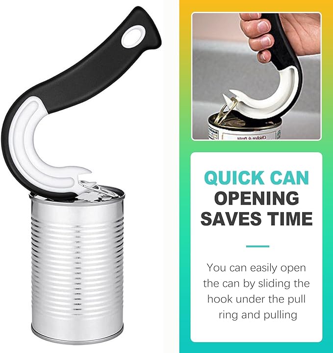 2 Pack Ring Pull Can Opener & Pull Tab Tool, Kitchen Gadget & Arthritis Aid for Weak Hands & Seniors, Easy Opener for Soda, Soup, Pet Food Cans, Protects Fingernails