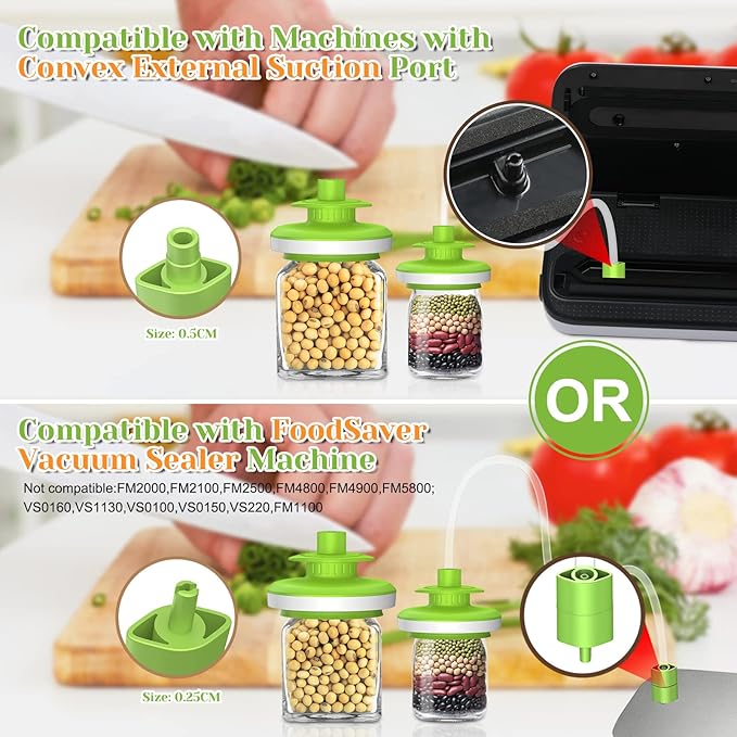 Mason Jar Vacuum Sealer Kit, Vacuum Sealer for jars Canning Sealer and Accessory Hose Mason Jar Attachment with Manual Vacuum Pump and Lid Opener for Wide&Regular Mouth Mason Jars