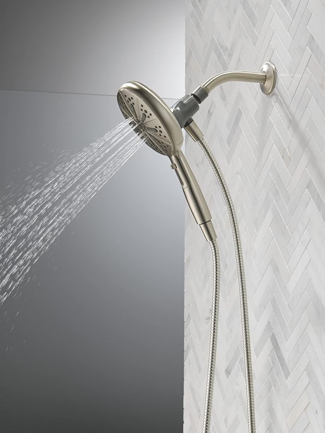 Delta Faucet 6-Spray SureDock Magnetic Shower Head with Handheld Spray, Brushed Nickel Shower Head with Hose, Showerheads & Handheld Showers, Handheld Shower Heads, Hand Shower, Stainless 75613-SN