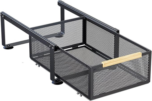 Pull Out Spice Rack Organizer, 1 Tier Slide Out Drawer for Kitchen, Under Sink and Cabinet Storage, 15.7''L x 10.6''W x 5.5''D, Steel, Black