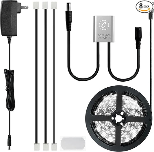 SENSKY 19.7FT/6M Cabinet Lighting Kit Flexible LED Strip Lights Kit with Cabinet Sensor Switch,Power Adapter for Gun Safe Cabinet Pantry Wardrobe Lighting (6000K, 6M)