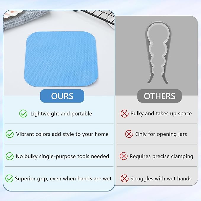 Non-Slip Rubber Jar Opener Pad - Easy Grip Kitchen Tool for Opening Lids, Cans & Bottles - Ideal for Arthritis & Weak Hands 6pcs