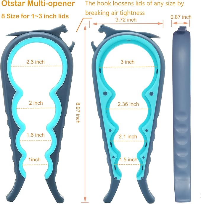 Otstar Jar Opener Bottle Opener for Weak Hands,Seniors with Arthritis, Elderly, Jar Lid Opener Gadgets with Rubber Jar Opener Gripper Pad and Corkscrew Opener