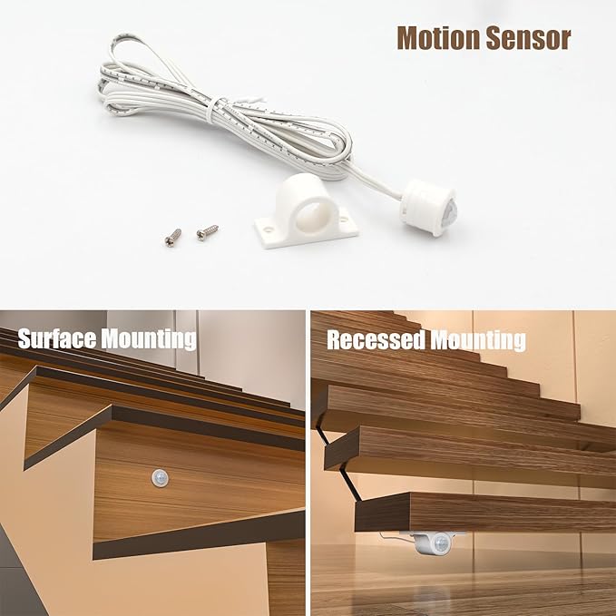 Wall Switch Control and Motion Sensor LED Stair Lighting Kit RW-5620, 40 Inches Long Cuttable LED Light for Indoor LED Stair Lights (Warm White 3000K, 20 Stairs)