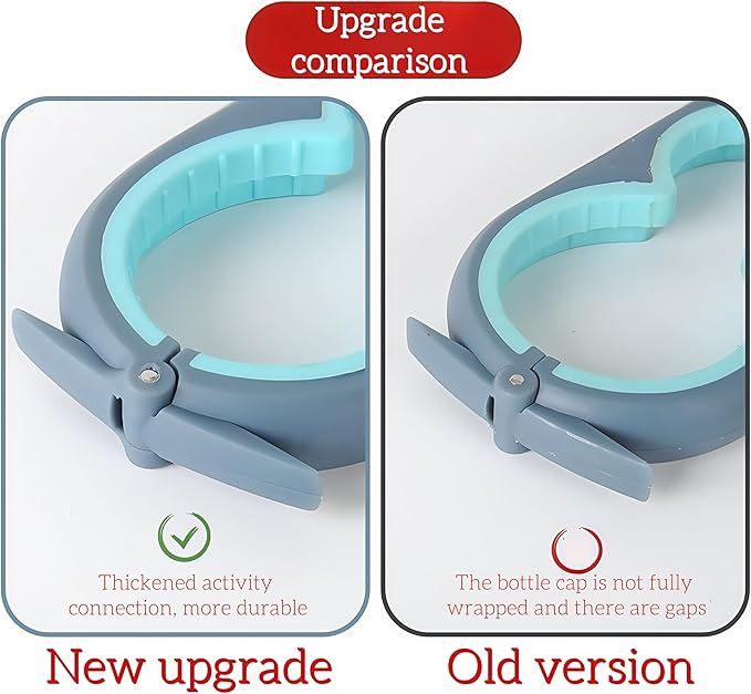Jar Opener for Weak Hands, Seniors with Arthritis, 5-in-1 Jar & Bottle Opener Easy Grip - Non-Slip Silicone Gripper Pad, Easy Open Can/Lid Opener Set Grey Blue