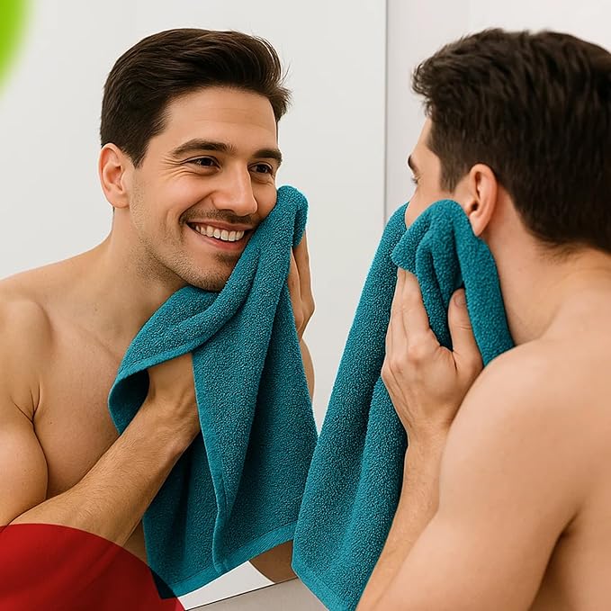 RIVERSIDE 6 Pack Premium Hand Towels Set, 16x28 inches, 100% Ring Spun Cotton, 600 GSM, Soft, Quick Dry and Highly Absorbent, Towels for Bathroom, Kitchen, Gym, Spa - Teal