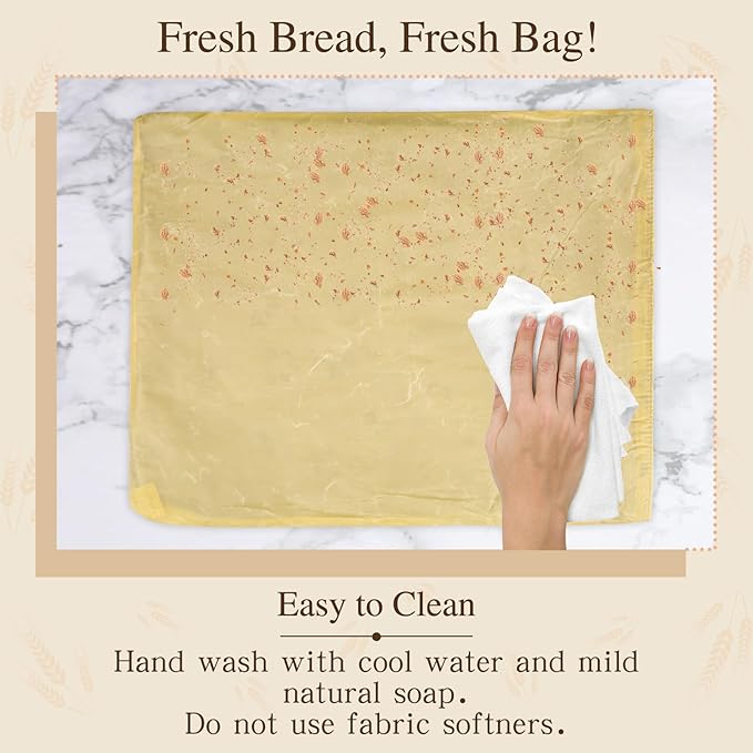 Sourdough Bread Bags for Homemade Bread 2 Pack, Cotton Beeswax Bags, Reusable Breads Bag, Sourdough Bag
