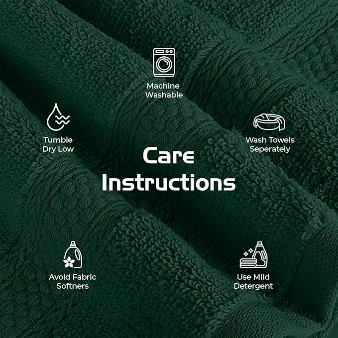 RIVERSIDE 12 Pack Premium 100% Cotton Face Washcloths, 550 GSM, 12 x 12 Inches, Soft, Absorbent Towels for Body & Shower, Bathroom Wash Clothes, Durable Face Towels Set for Spa, Gym, Hunter Green