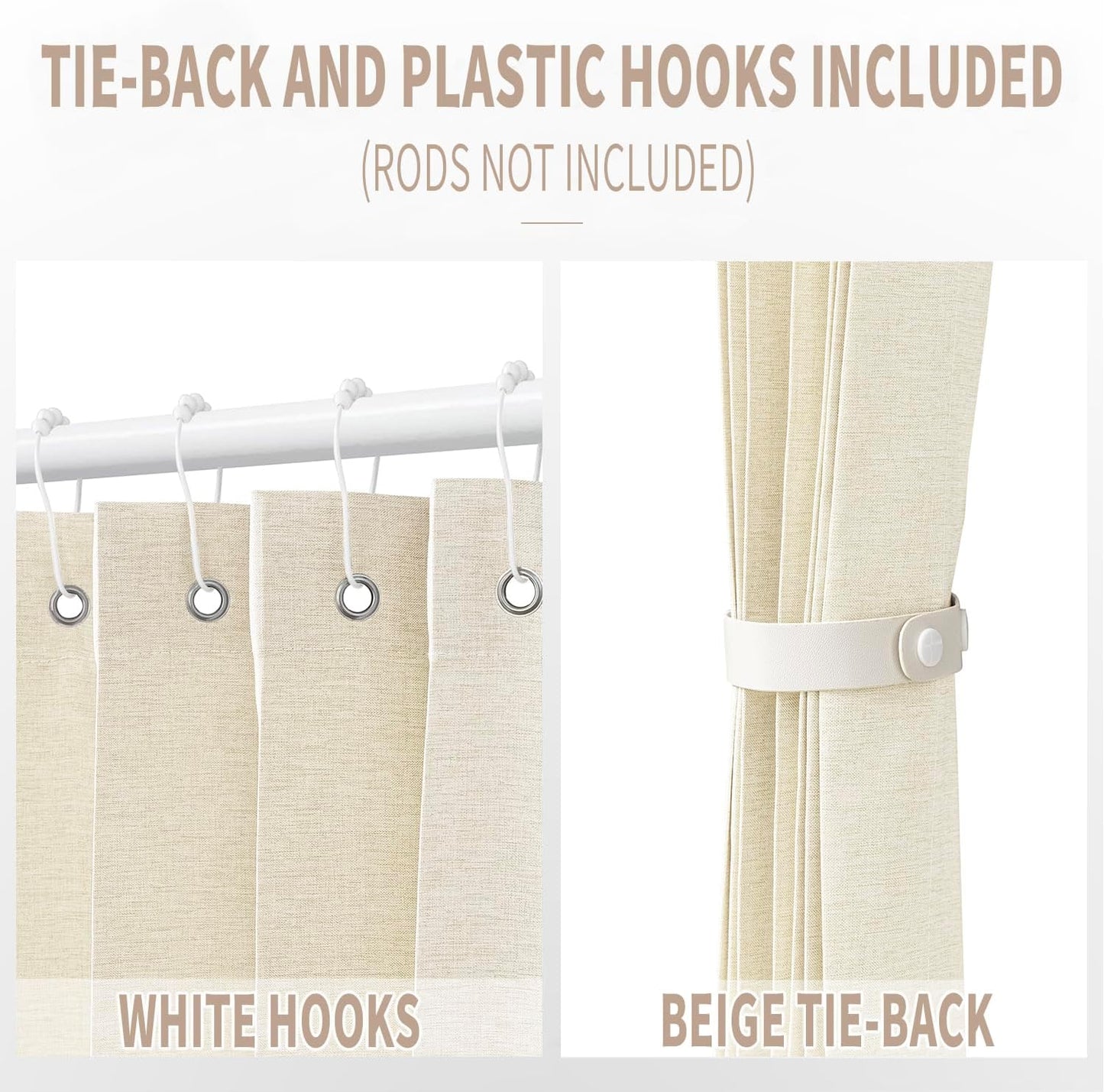 Vatge Closet Curtains for Bedroom Closet Door, Sliding Door Curtains for Doorways Privacy, 1 Panel with Tieback, W52 x L78, Butter Cream