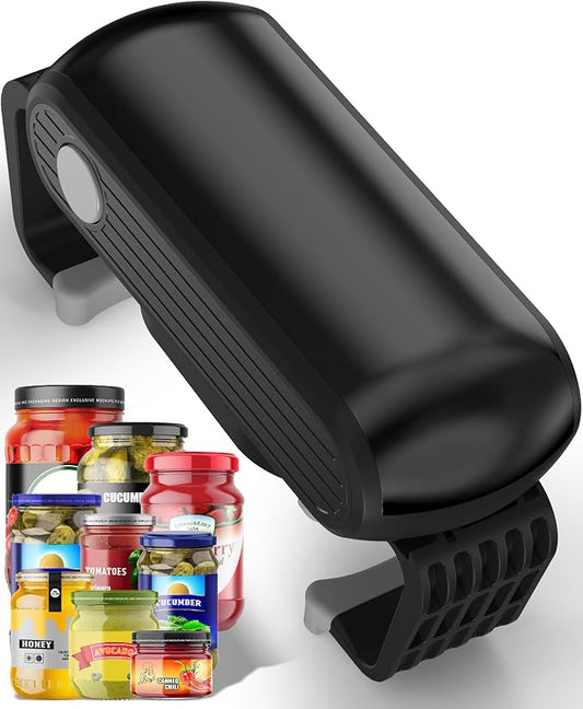 One Touch and High Torque Electric Jar Opener, Hands-Free Jar Opener for Seniors, Arthritis and Weak Hands, Fits Most Jar Sizes, Battery Operated Bottle Opener Essential Kitchen Tool, Black