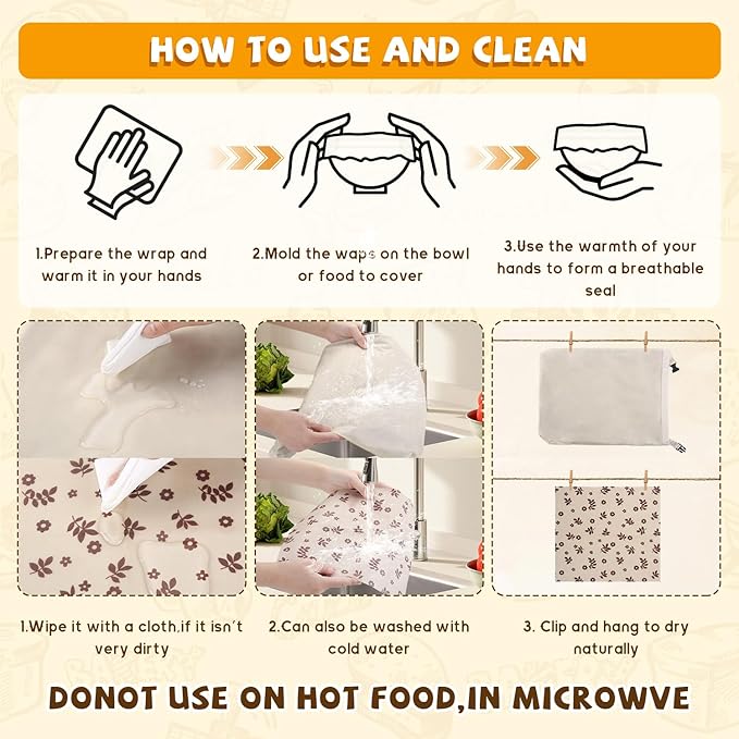 Reusable Beeswax Bread Bags&Beeswax Wraps for Food, Organic Bread bags Reusable to Keep Fresh,Sustainable, Biodegradable Homemade Washable Food Wraps, Must-Have Baking Accessories