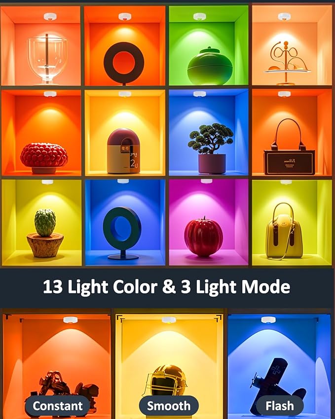 Yiliaw LED Puck Lights with Remote, Magnetic AAA Battery Operated Light, Under Cabinet Lighting, Tap Lights with Dimmer & Timmer for Kitchen, Closet, Shelf - 9 Pack, White
