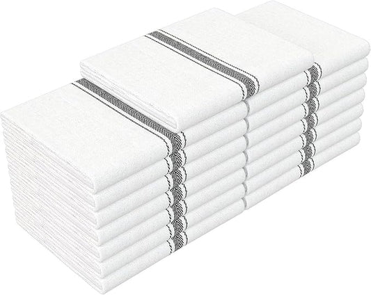 RIVERSTREAM Dish Towels - (Black, 15-Pack) 100% Cotton, 14 x 25 Inches, Super Absorbent, Reusable Cleaning Kitchen Dish Towels Set