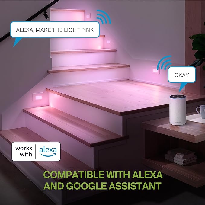 ASD LED Recessed Step Light Fixture, Outdoor & Indoor Tread Lighting | RGBW, Smart, Waterproof, ETL Listed | 3W 60LM RGB-2700K-6500K 120V | Staircase Hardwired Illumination | White, 24 Pack