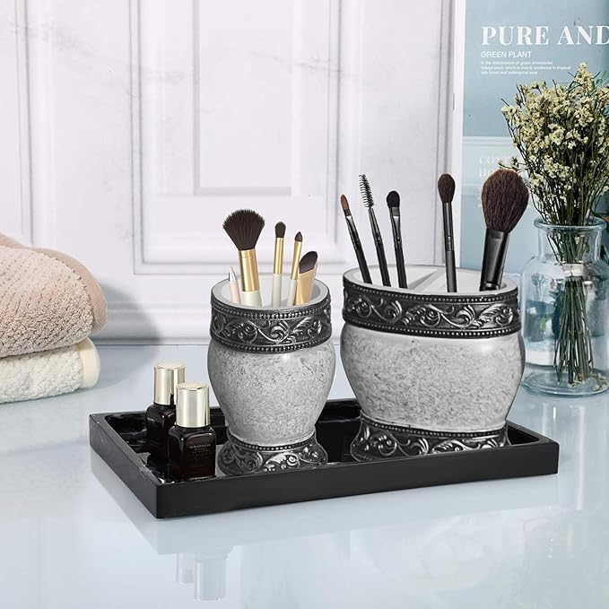 Bathroom Decor Accessories Set,4 PCS Including Soap Dispenser, Toothbrush Holder,