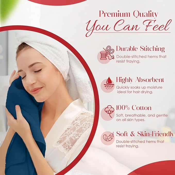 RIVERSIDE 6 Pack Premium Hand Towels Set, 16x28 inches, 100% Ring Spun Cotton, 600 GSM, Soft, Quick Dry and Highly Absorbent, Towels for Bathroom, Kitchen, Gym, Spa - Blue Opal